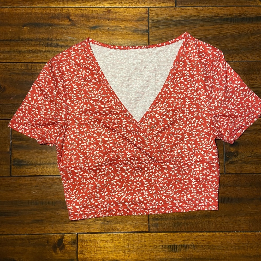 Red and White Floral Shirt